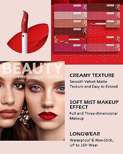 Matte Liquid Lipstick Set-3Pcs High Pigmented Lip Stain Tint,Matte Velvet Lip Gloss,Up to 16H Wear Lipgloss,Long Lasting Waterproof Non-Stick Tinted Lipstain,Women‘s Day Makeup Gift Kit for Women-SetB