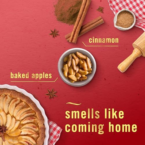 Febreze Scented Candle, Baked Cinnamon Apples Scent, 11 oz 4 Wick Candle, Single Pack