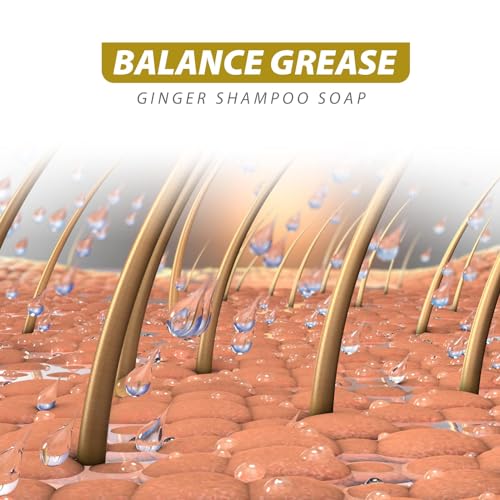Starhig Ginger Hair Regrowth Shampoo Bar, 3 Pcs, Natural Organic, Promotes Growth, Repairs Damaged Hair, Suitable for All Hair Types