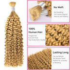 27 Honey Blonde Human Braiding Hair Deep Curly Bulk Human Hair for Braiding 100g No Weft Hair Extensions 100% Brazilian Virgin Human Hair Bulk Human Braiding Hair for Boho Braids 16 Inch