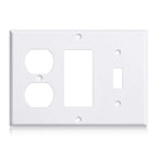 Kingdder 1 Pcs 3-gang 1-toggle 1-decorator 1-duplex Wall Plate Standard Size Stainless Steel White Light Switch Plate Gloss Finish 4.50" x 6.38" Corrosion-resistant Gfci Outlet Receptacle