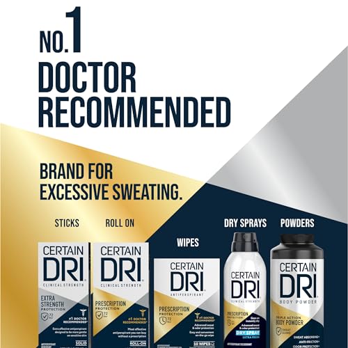 Certain Dri Prescription Strength Clinical Antiperspirant Dry Spray, Hyperhidrosis Treatment for Men & Women, Long-Lasting 72hr Protection, Whole Body Spray Deodorant, Fresh Scent, 4.2 oz, 3 Pack