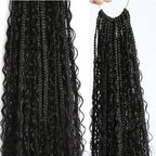 Crochet Human Hair Boho Box Braids with Human Hair Curls Pre-looped Crochet Braids Synthetic Braids with Human Hair Curly for Black Women 18inch 2Pack 80Strands