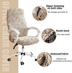 Relief Sculpture Office Chair Slipcovers for Rotating Office Computer Chair Cover with Zipper Universal Office Chair Cover Stretchable for Dogs -Light Gray-Large