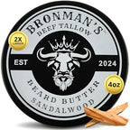 Beef Tallow Beard Butter for Men - 4oz - Hydrating Sandalwood Beard and Skin Balm with Shea Butter - Deeply Moisturizing Tallow