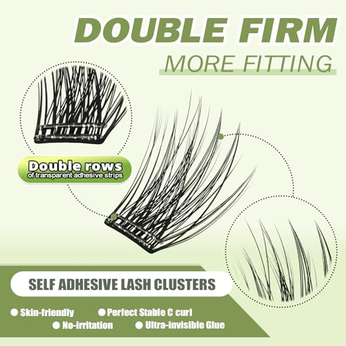 Self Adhesive Lash Clusters 156PCS No Glue Needed Self Adhesive Eyelashes 8-16mm Mix Self Stick Eyelash Clusters Pre-Glued 0.07mm Thickness One-Step Cluster Lashes Press on Lashes
