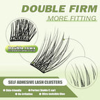 Self Adhesive Lash Clusters 156PCS No Glue Needed Self Adhesive Eyelashes 8-16mm Mix Self Stick Eyelash Clusters Pre-Glued 0.07mm Thickness One-Step Cluster Lashes Press on Lashes
