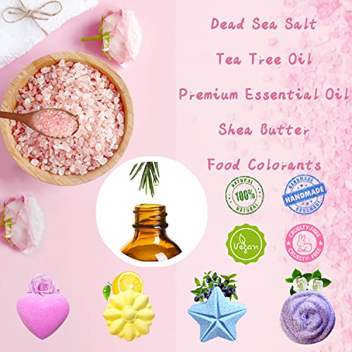 Bath Foot Bombs, 32 Pack Foot Soak with Bath Salt and Tea Tree Oil. Organic Natural Handmade Aroma Pure Essential Oil Bubble Foot Balls for Foot Callus, Dry Cracked, Stubborn Foot Odor Scent.