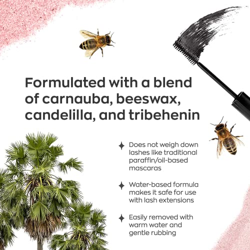 Elizabeth Mott Black Volumizing Smudge-Proof Cruelty Free Lengthening Fiber Mascara Set with Hourglass Wand, Water-Resistant, Safe for Eye Lash Extensions, Travel-friendly, Mini Trio Set, 4 ml x 3