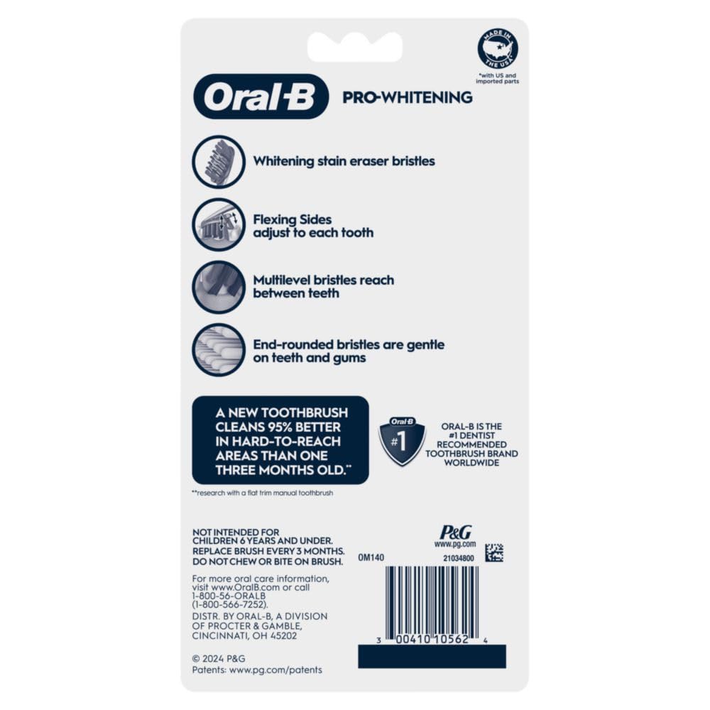 Oral-B 3D White Deep Stain Remover toothbrushes, 6 Count Toothbrush Soft, Removes 90% of Surface Stains, whitens Teeth, deep Reach, removes Plaque and Stains Tooth Brush