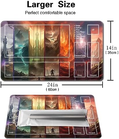 MTG Playmat Size 24x14in Free Storage Bags Non-Slip Backing Printing, Ideal for Card Game Enthusiasts TCG Playmat (with Zone,Secret of The Castle)