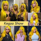 Yellow Wig Human Hair 30 Inch 13x4 Yellow Lace Front Wig Human Hair Pre Plucked 200% Density Body Wave Yellow Human Hair Lace Front Wigs Colored Yellow Human Hair Wig for Women