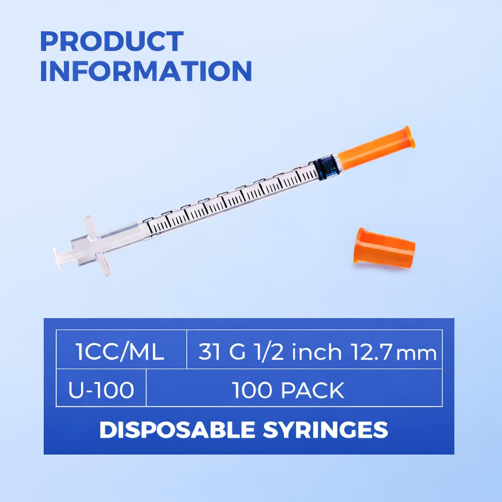 1ml 31G 1/2" 12.7mm , Lab Supplies , Pack of 100