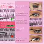 Insivible Band Lash Clusters Kit Wispy Eyelash Clusters Natural Lash Extension Kit 9-12mm Cluster Eyelash Extensions 168pcs Individual Lashes Clear Lash Bond and Seal Lash Tweezers