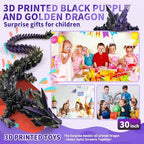 Large 3D Printed Dragon,30 Inch 3D Dragon Toys,Bigger Fidget Crystal Animals Toys, 3D Printed Articulated Animals for Home Office Car Desk Decor (Black Purple Gold, 30 inch)
