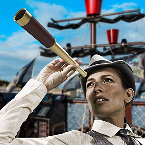 Pirate 25x30 High Powered Zoomable Collapsible Monocular Brass Spyglass Handheld Waterproof Telescope for Bird Watching Hunting Hiking Travelling