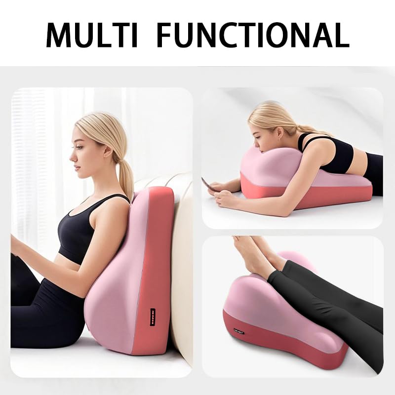 XYHOMECP Multifunctional Slope Pillow,Butt Cushion for Couples Pregnanly Pillow to Read in Bed Waist at Home Sitting,with Memory Sponge,Comfortable and Breathable, Pink,18.9‘’16‘’