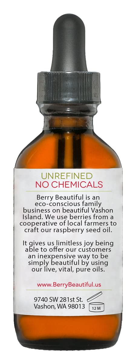 Berry Beautiful 100% Pure Red Raspberry Seed Oil – 2 fl oz | Sustainably Cold-Pressed from Northwest Co-op Raspberries