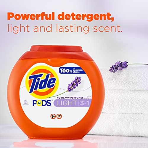 Tide PODS Light Laundry Detergent Pacs, 76 Count, White Lavender Scent, Powerful Clean with a Light and Lasting Scent