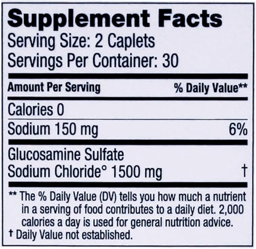 Dona Crystalline Glucosamine Sulfate, 750 Mg, Joint Supplement Pills for Knee Comfort & Joint Health Support, 750 Mg, 60 Count (2 Pack).