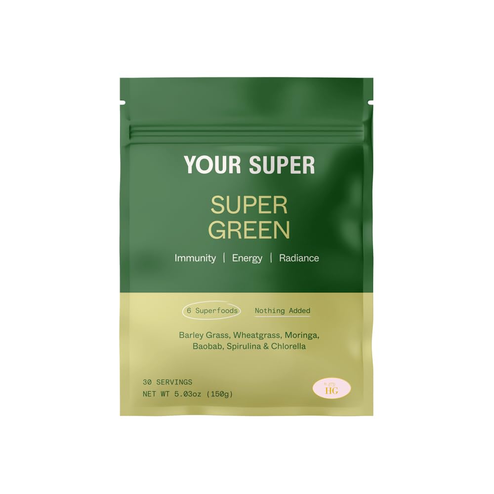 Your Super Organic Super Green Smoothie Mix – Superfood Powder for Natural Immune Support, Made with Wheatgrass, Barley Grass, Moringa, Spirulina, Chlorella & Baobab Powder (30 Servings)