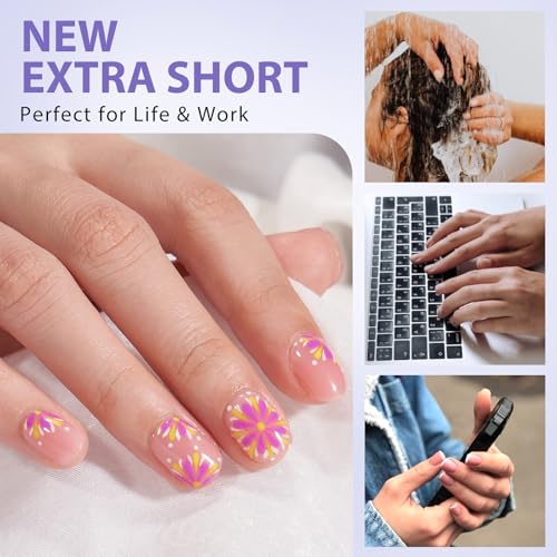 BTArtbox Extra Short Square Nail Tips - Short Squoval Gel Nail Tips, Natural Fake Nails with Tip Primer Cover, Pre-shaped Upgrade Matte Full Cover Nail Tips for Home DIY Nail Salon