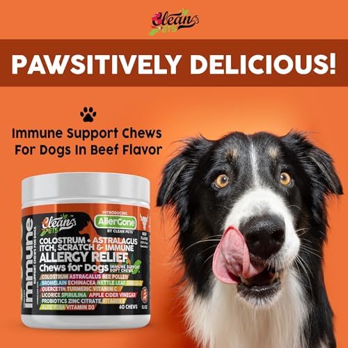 Dog Allergy Relief Chews | Itchy Skin Relief for Dogs | Colostrum Astralagus Omega 3 Bee Pollen Bromelain Echinacea Nettle Leaf Quercetin Licorice Root Spirulina ACV Immune - Pack of 1