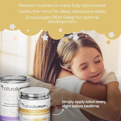 NATURALLY MUM - Magnesium Lotion for Kids & Babies [NATURAL & SAFE] - Juniors Bedtime Lotion - Magnesium Cream for Kids & Babies - Magnesium Lotion for Sleep Kids & Toddlers - Made in UK - Vanilla