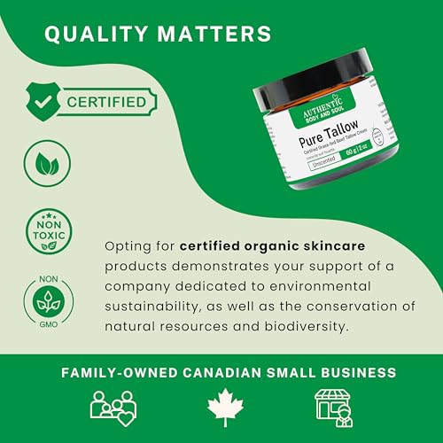 Certified Grassfed Beef Tallow Skin Cream - Whipped Tallow Balm Moisturizer for Sensitive Skin and Baby. (Pure Unscented 4 oz), by Authentic Body And Soul