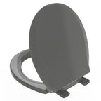 Huttdmel Round Toilet Seat 16.5 inch Soft Close, Toilet Lid Round PP Material Safe & Easy Clean & Quick Installation, Sturdy Accessories Never Loosen, 2 Years Support, Grey
