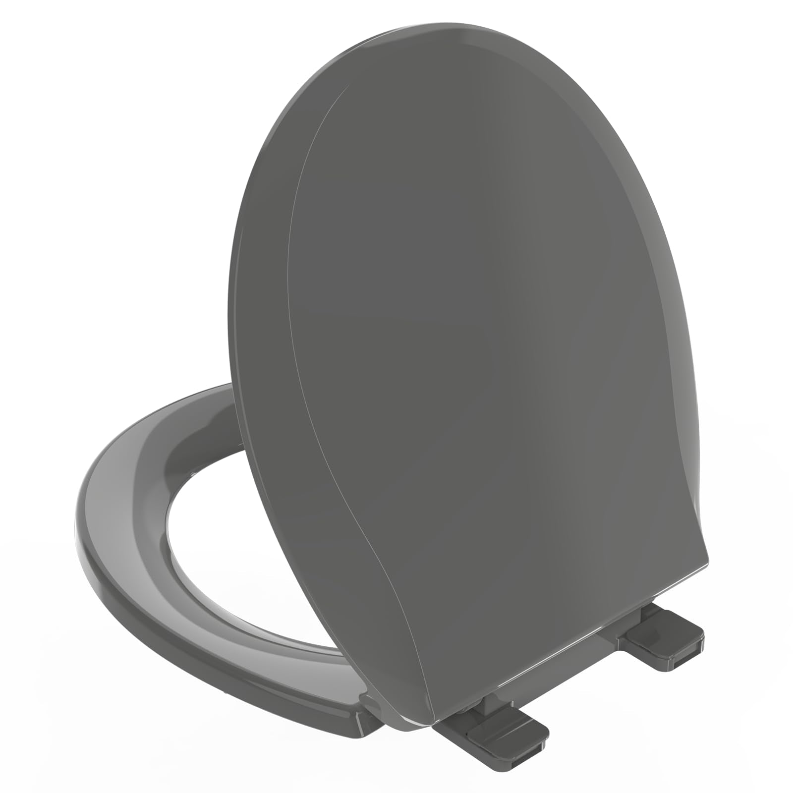 Huttdmel Round Toilet Seat 16.5 inch Soft Close, Toilet Lid Round PP Material Safe & Easy Clean & Quick Installation, Sturdy Accessories Never Loosen, 2 Years Support, Grey