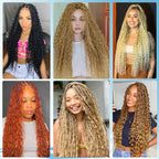 Curly Braiding Hair 30 Inch Ocean Wave Crochet Hair for Black Women Long Deep Wave Wet and Wavy Braiding Hair For Boho Braids (27/613, (Pack of 6))