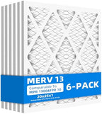 (6 Pack) 20x25x1 Furnace Air Filters, MPR 1900 & FPR 10, MERV 13 Pleated Air Filter (Actual Size: 19 3/4"x 24 3/4" x 3/4")