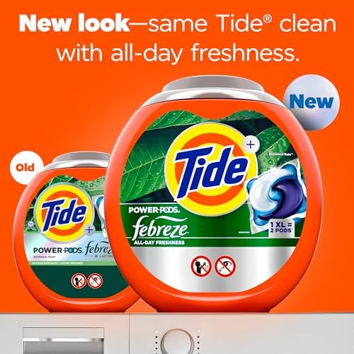 Tide Power Pods Laundry Detergent Pacs with Febreze, 63 Count, Botanical Rain Scent, Febreze Freshness with Odor Eliminators