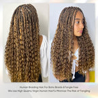 Human Braiding Hair 16 Inch 100g Ombre Highlight Deep Wave Bulk Human Hair for Braids No Weft Curly Bundles Human Hair Extensions for Boho Knotless Braids Wet and Wavy Braiding Hair (4/27)