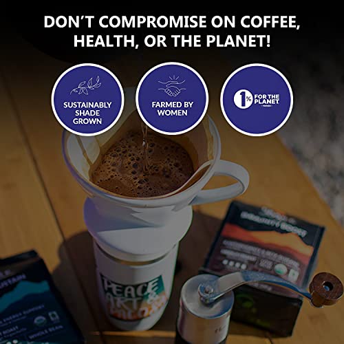 Peak State Coffee with Benefits, 3 Bag Variety Pack – Mushroom Coffee, Low Acid & Smooth, Immunity Boost, Brain Sustain & Stress Less, Organic Whole Bean Coffee, Gluten Free, 12 oz. Each