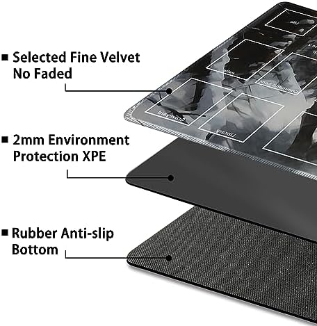 Playmat for MTG, with Free Storage Bags,Game Mat 24 x 14 inches, TCG and Board Game Mat for Cards,Mousepad Desk Mats (with Zones,Magic Mat 5)