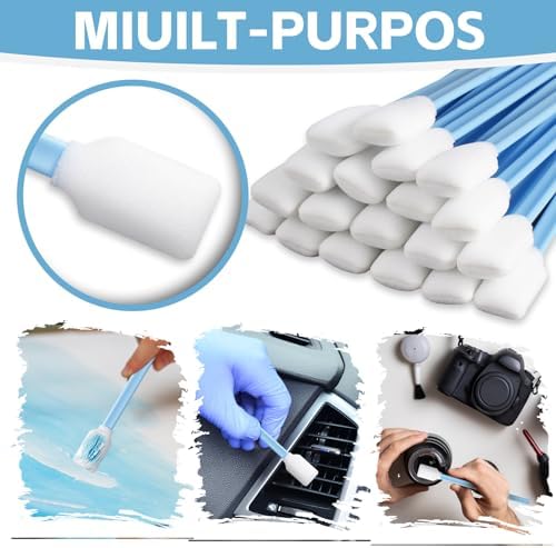 Multi-Purpose Foam Tip Cleaning Swabs - Square Round Cleaning Swabs (5 Types), Detailing Lab Swab Stick for Inkjet Printer, Camera, Optics Lens, Arts and Crafts, Automotive Detailing (250PCS)