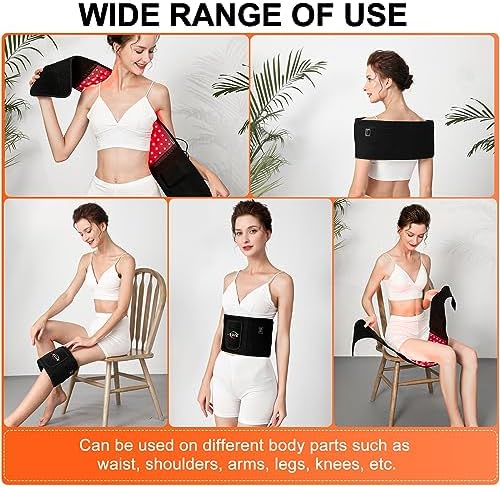 Red Light Therapy Belt, Infrared Light Therapy Wrap Red Light Therapy Device for Body with Timer for Back Shoulder Waist Muscle Pain Relief for Women Men