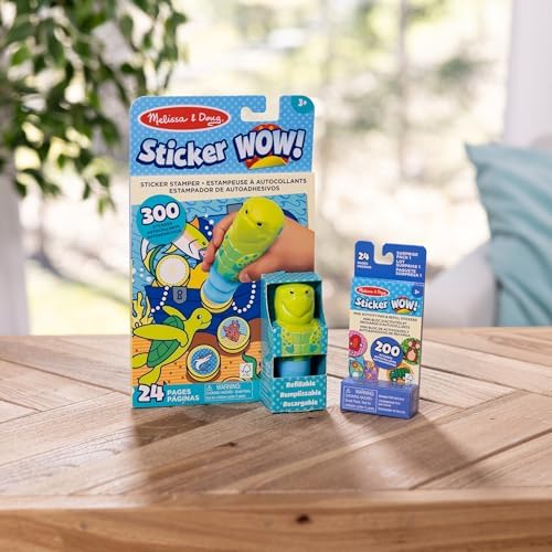 Melissa & Doug Sticker Wow!™ Sea Turtle Bundle: 24-Page Activity Book, Refillable Sticker Stamper, Mini Pad, 500 Stickers, Arts and Crafts for Kids Ages 3+