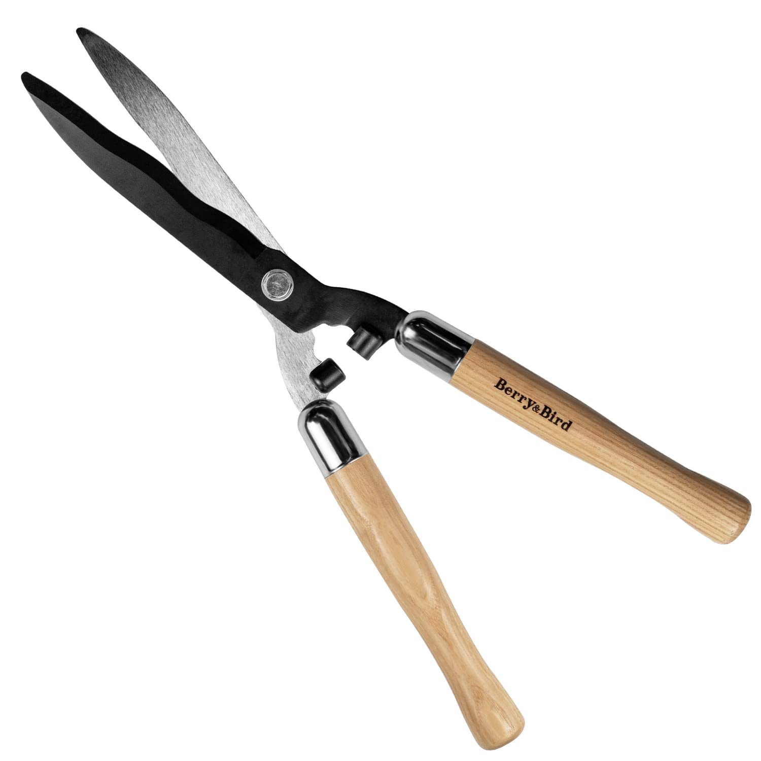 Berry&Bird Garden Hedge Shears,19.88''Heavy Duty Pruning Shear for Trimming Borders and Bushes, Manual Hedge Clippers with Wooden Handles & Carbon Steel Sharp Blades Gardening Scissors