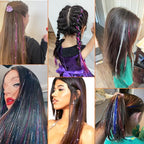 Hair Tinsel Kit (20 Colors, 4400 Strands, 48 Inches) Sparking Tinsel Hair Extensions Kit with Tools, Fairy Hair Tinsel Kit Heat Resistant Highlights Glitter Hair Extensions Hair Tensile Kit