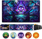 MTG Playmat, TCG Card Game mat, Stitched Edge, Non-Slip Rubber Bottom - 24 x 14 inch - Swamp