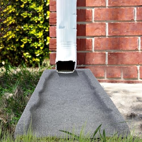 2 Pack Rubber Downspout Splash Block Rain Gutter Down Spout Drain Trays Gray