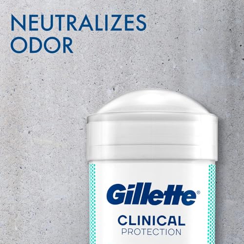 Gillette Clinical Antiperspirant and Deodorant for Men, 72hr Sweat & Odor Protection, Long Lasting Freshness, Anti-White Mark Technology, Clear Gel, Cool Wave Scent, 2.6 oz