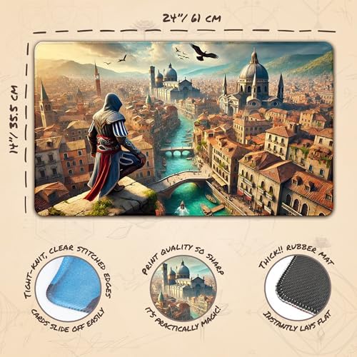 Assassin Overlooking (Stitched) - MTG Playmat - Compatible with Magic The Gathering Playmat - Play MTG, YuGiOh, TCG - Original Play Mat Art Designs & Accessories