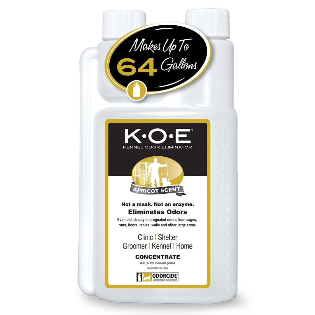 Odorcide K.O.E. Apricot Odor Eliminator 16 oz for Strong Odor for Cages, Runs & More – Home & Kennel w/Safe, Non-Enzymatic Formula