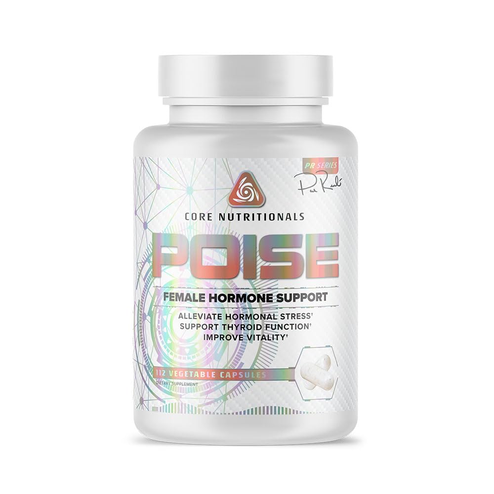 Core Nutritionals Poise Female Hormone Support | Thyroid Hormone Balance & Menstrual Support | with Magnesium & Iodine | Antioxidant Rich | 112 Vegetable Capsules
