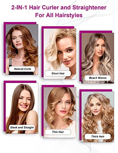 LANDOT Hair Straightener and Curler 2 in 1 - Twist Straightening Curling Iron Combo - Flat Iron Curling Iron in One for Curl Wave Straighten Hair