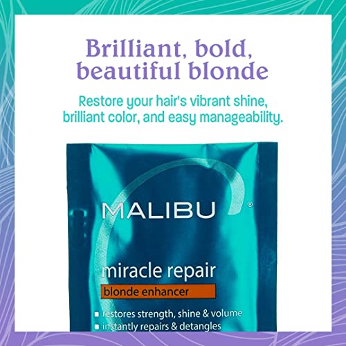 Malibu C Miracle Repair Hair Reconstructor, Blonde Enhancer - Nourishing Hair Repair Treatment for Damaged Blonde Strands - Relieves Hair Discoloration